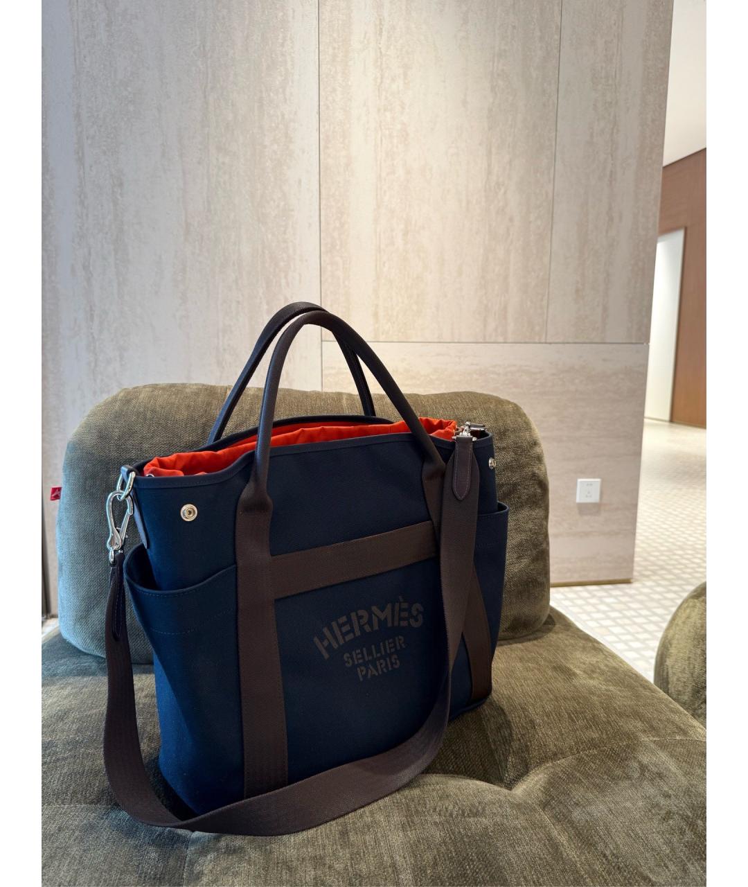 HERMES Голубая деним сумка тоут, фото 2