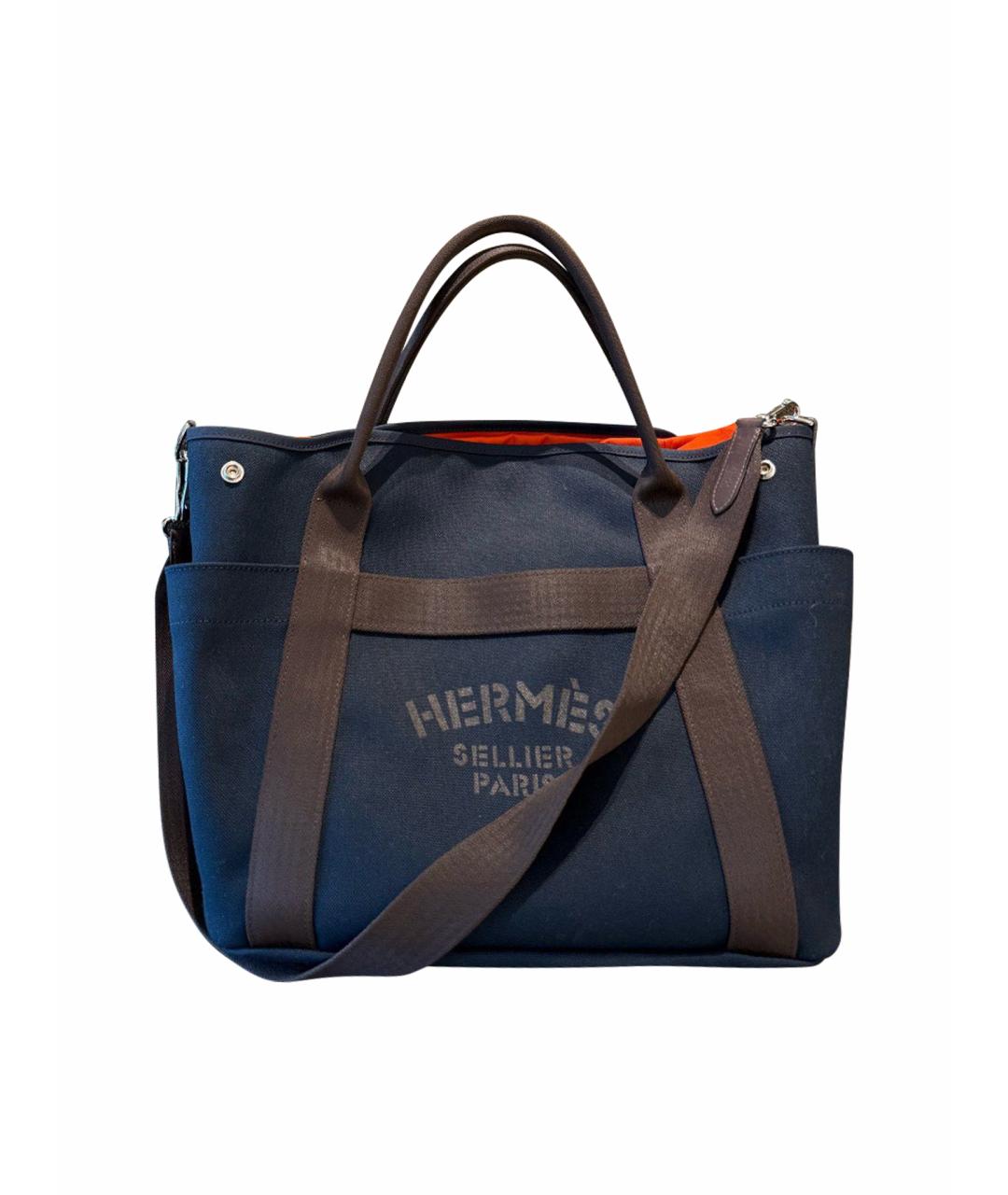 HERMES Голубая деним сумка тоут, фото 1