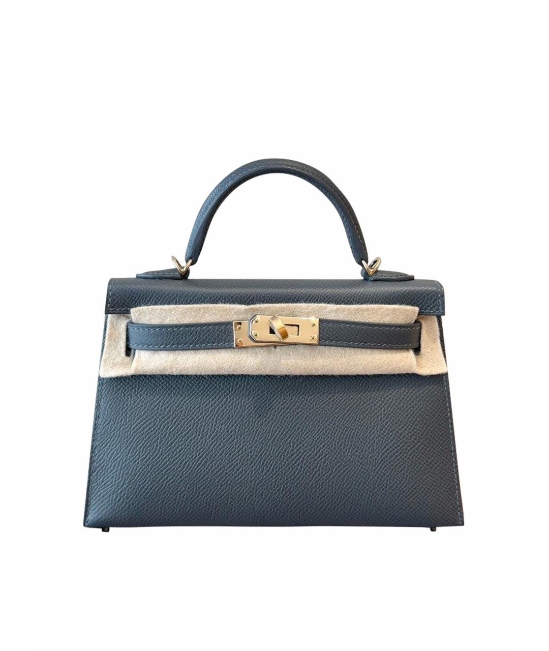 HERMES Серая кожаная сумка с короткими ручками, фото 1