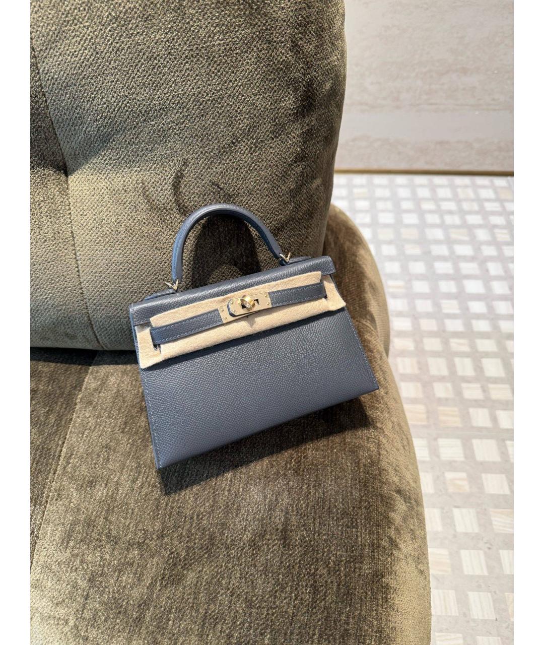 HERMES Серая кожаная сумка с короткими ручками, фото 3