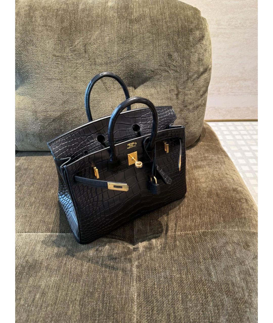 HERMES Черная кожаная сумка с короткими ручками, фото 3