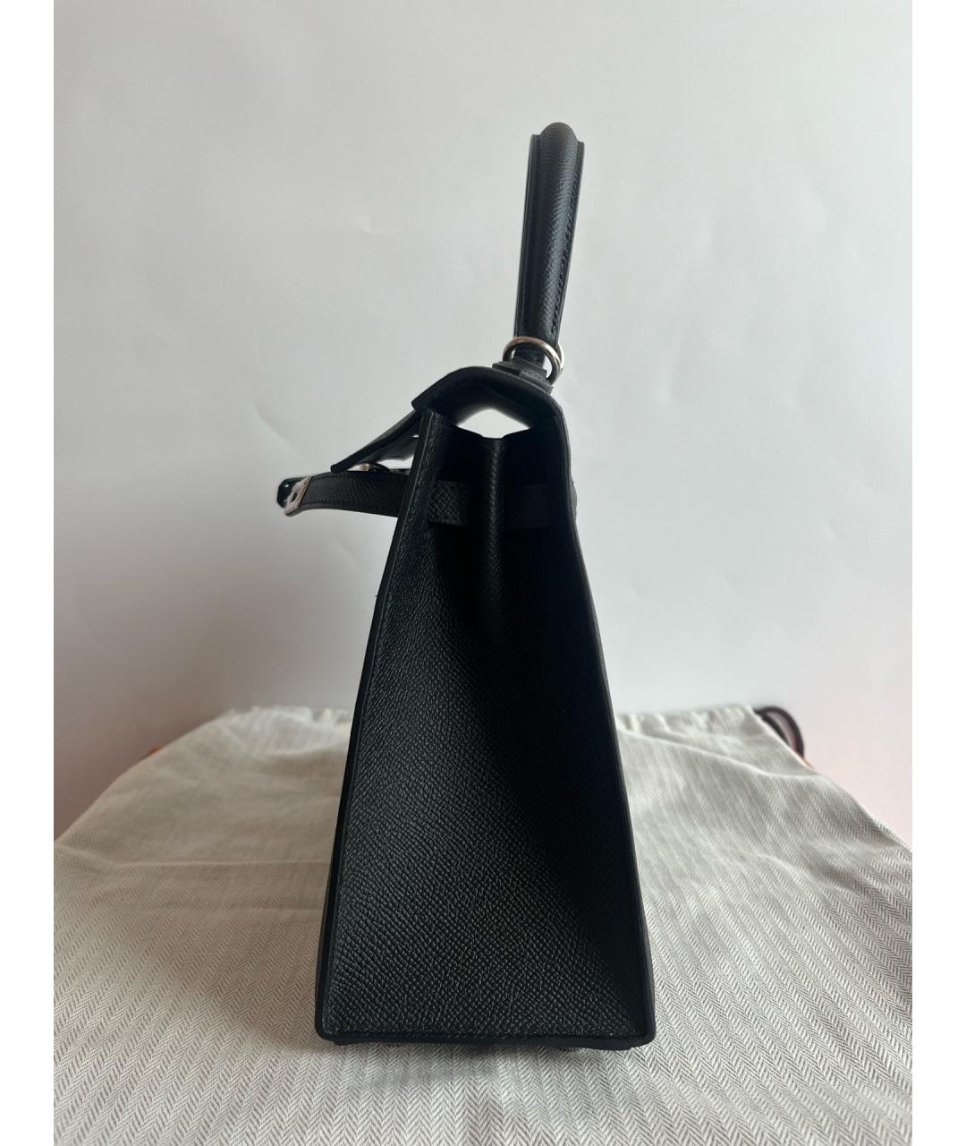 HERMES Черная кожаная сумка с короткими ручками, фото 6