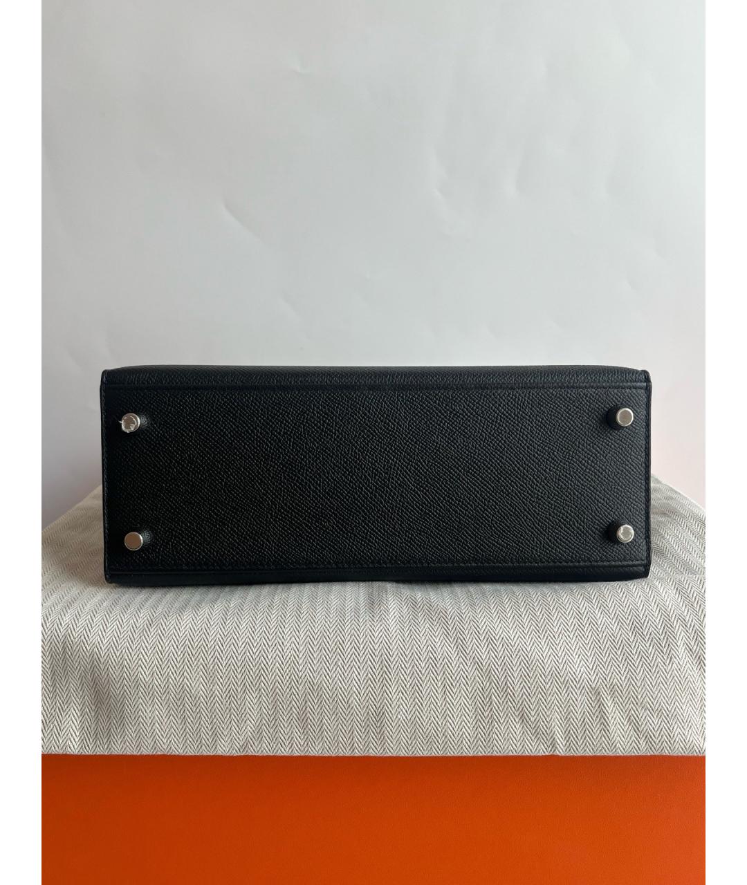 HERMES Черная кожаная сумка с короткими ручками, фото 7