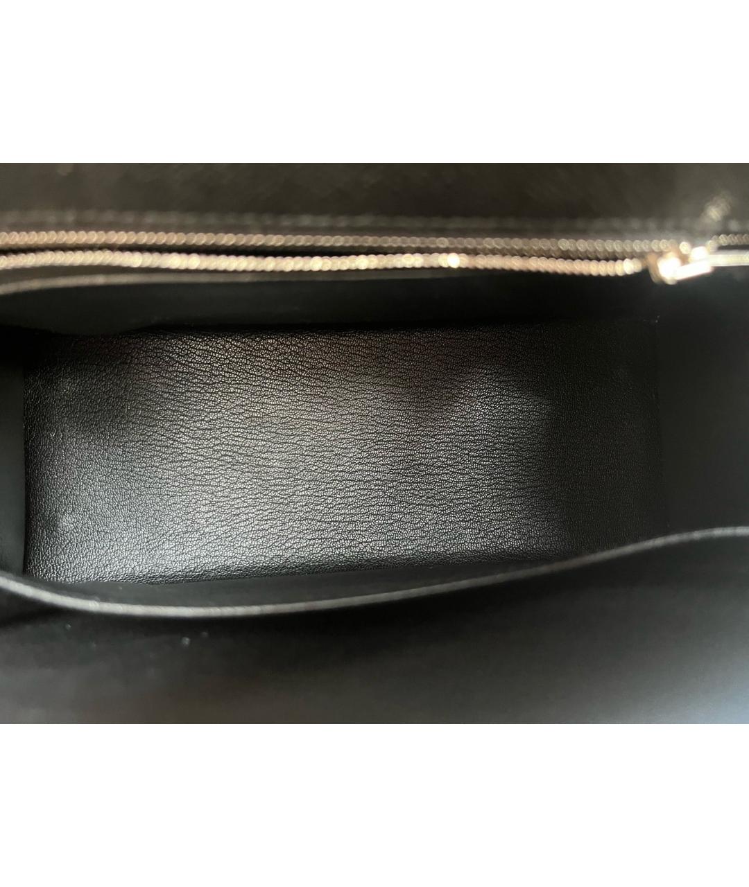 HERMES Черная кожаная сумка с короткими ручками, фото 8