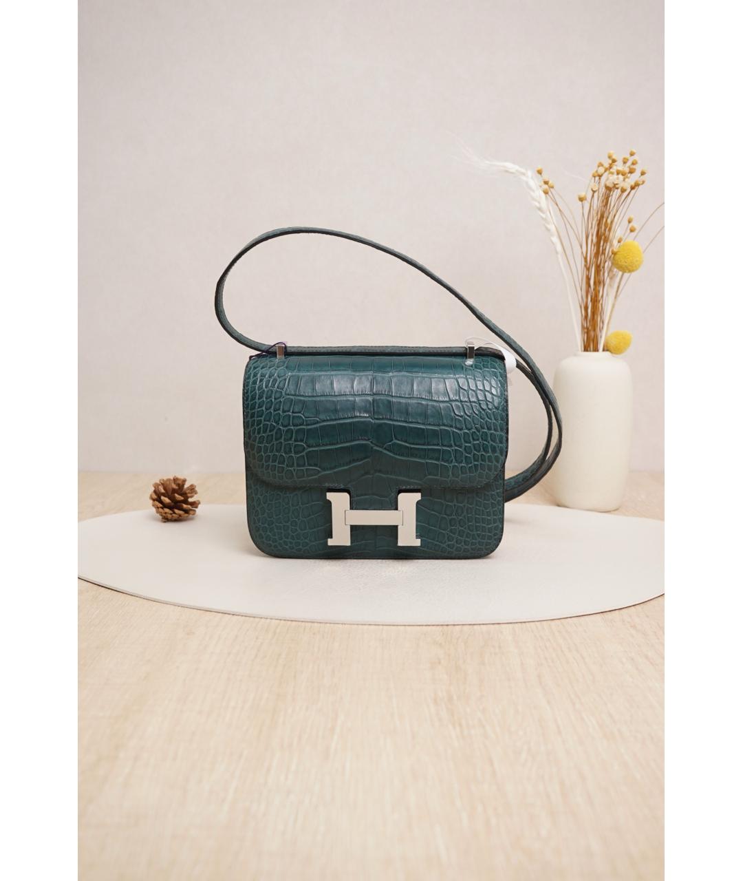 HERMES Зеленая кожаная сумка через плечо, фото 4