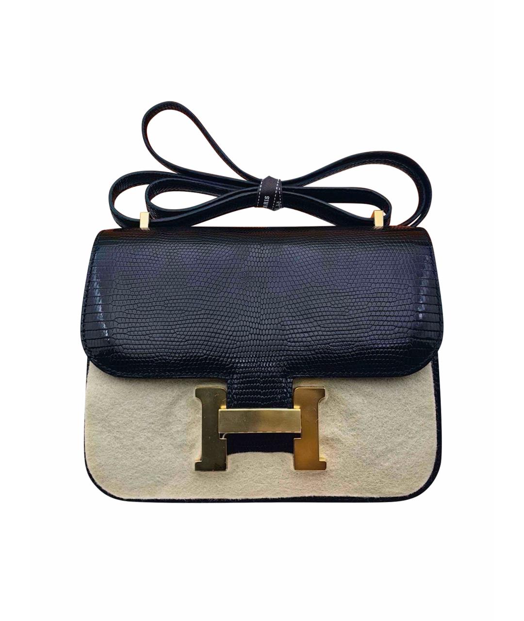 HERMES Черная кожаная сумка через плечо, фото 1