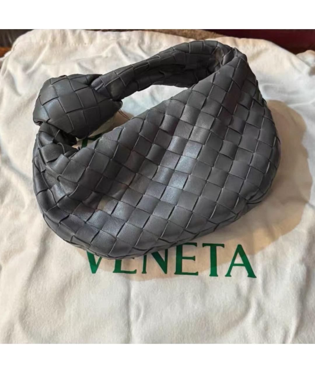 BOTTEGA VENETA Серая кожаная сумка с короткими ручками, фото 2