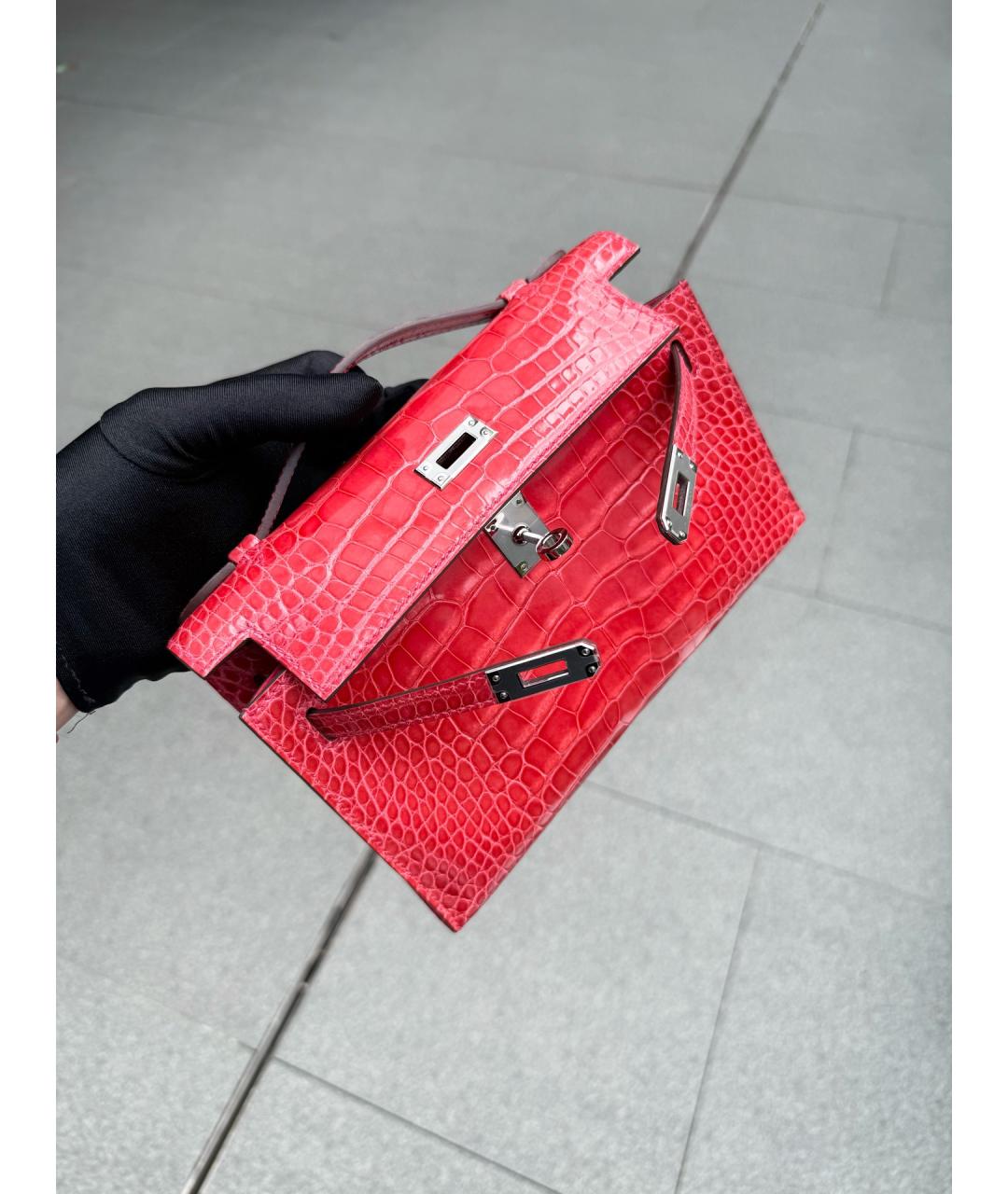 HERMES Розовая сумка тоут из лакированной кожи, фото 2