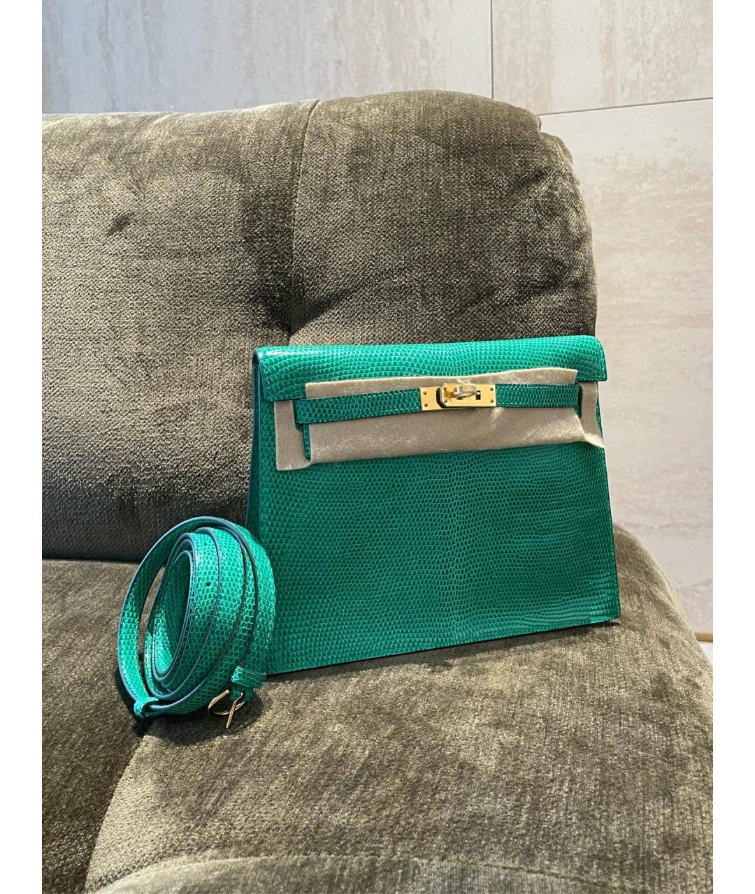 HERMES Зеленая кожаная сумка через плечо, фото 2