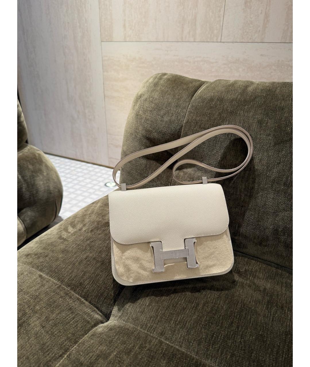 HERMES Белая кожаная сумка через плечо, фото 4