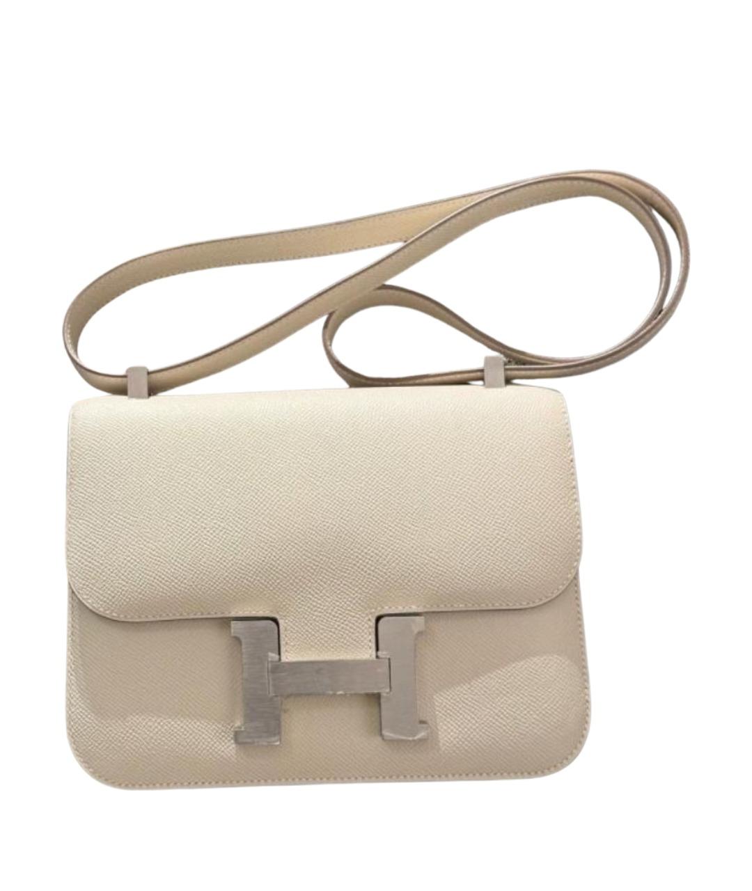 HERMES Белая кожаная сумка через плечо, фото 1