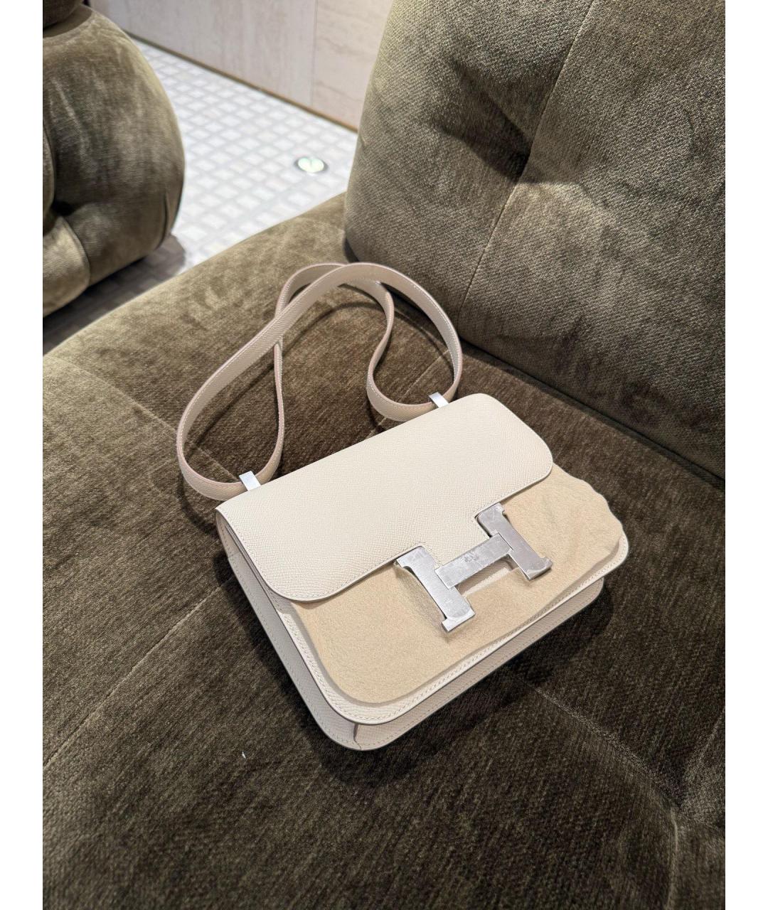 HERMES Белая кожаная сумка через плечо, фото 2