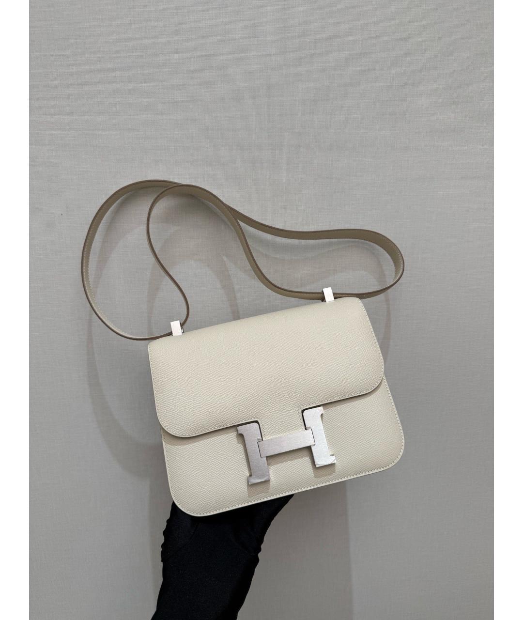 HERMES Белая кожаная сумка через плечо, фото 5