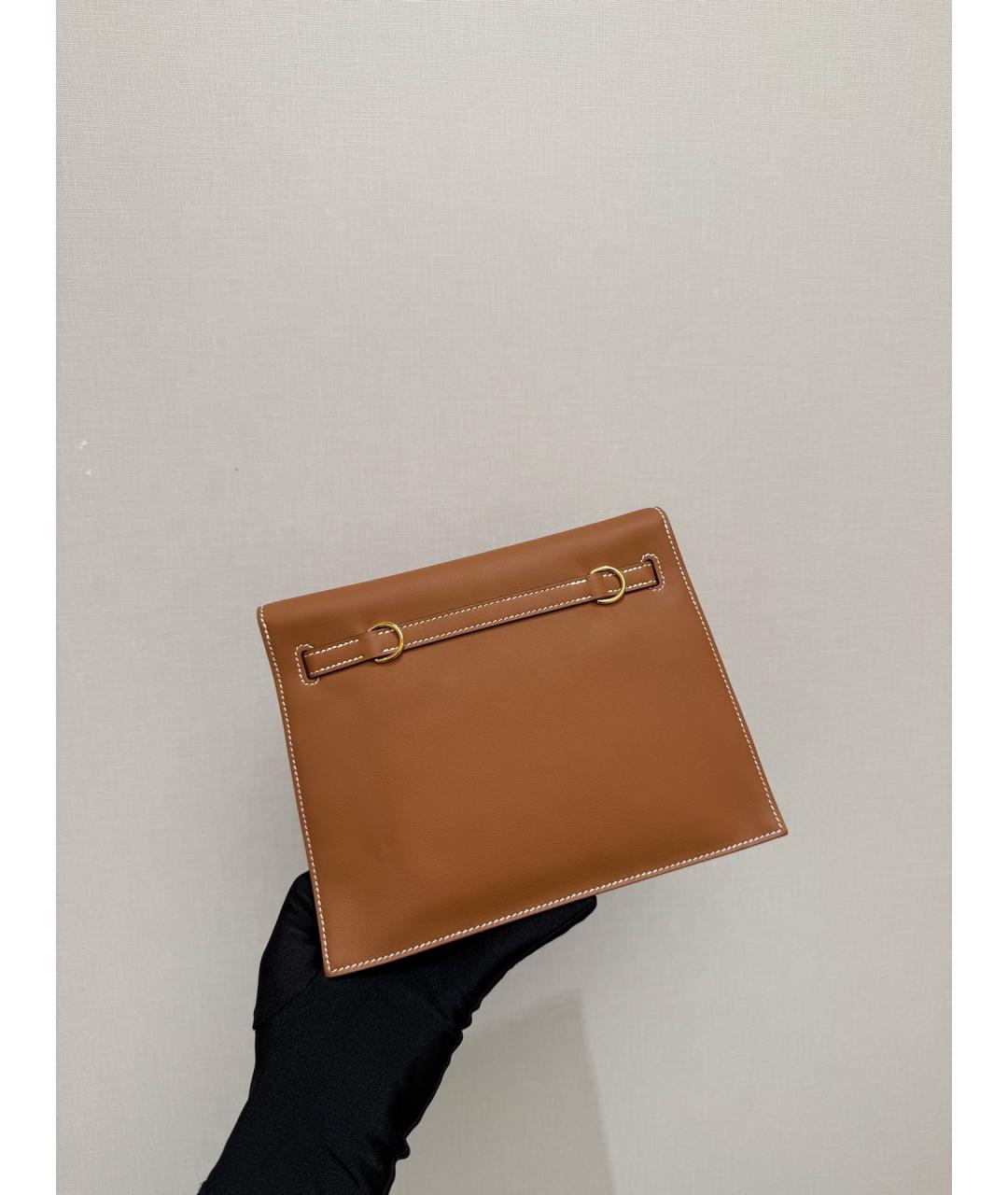 HERMES Коричневая кожаная сумка через плечо, фото 6