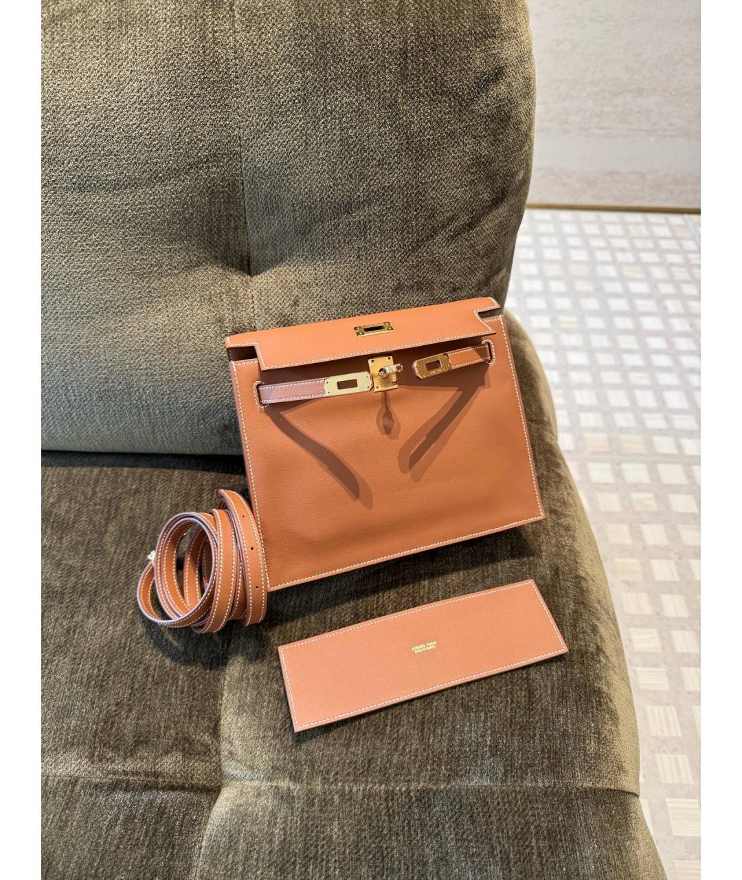 HERMES Коричневая кожаная сумка через плечо, фото 4