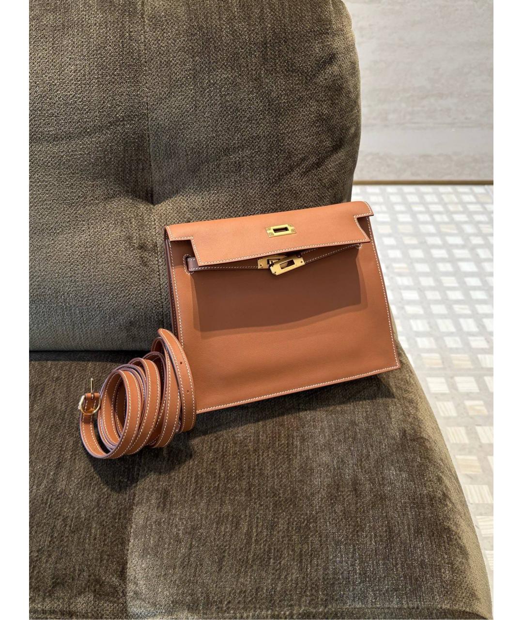 HERMES Коричневая кожаная сумка через плечо, фото 2