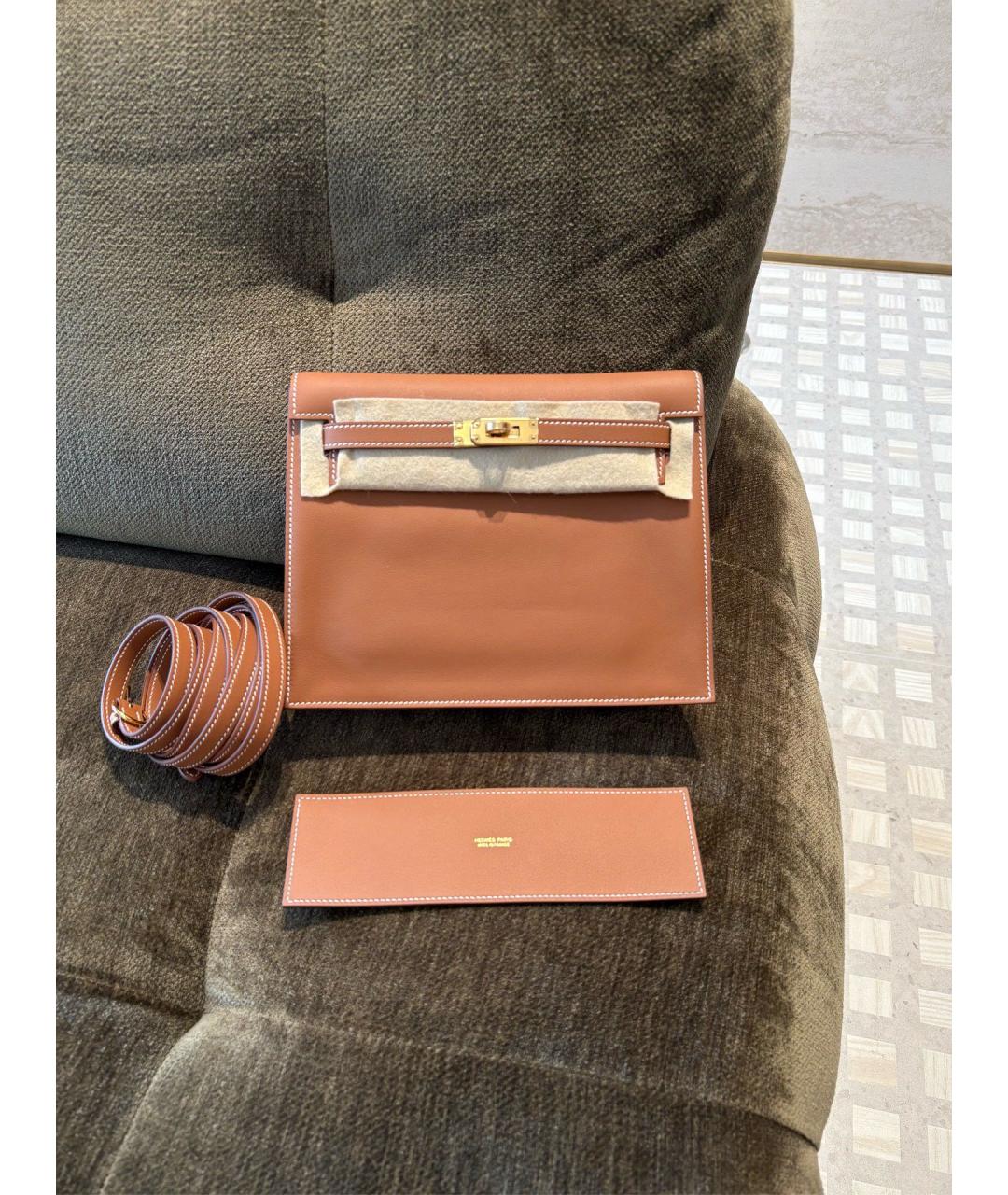 HERMES Коричневая кожаная сумка через плечо, фото 7