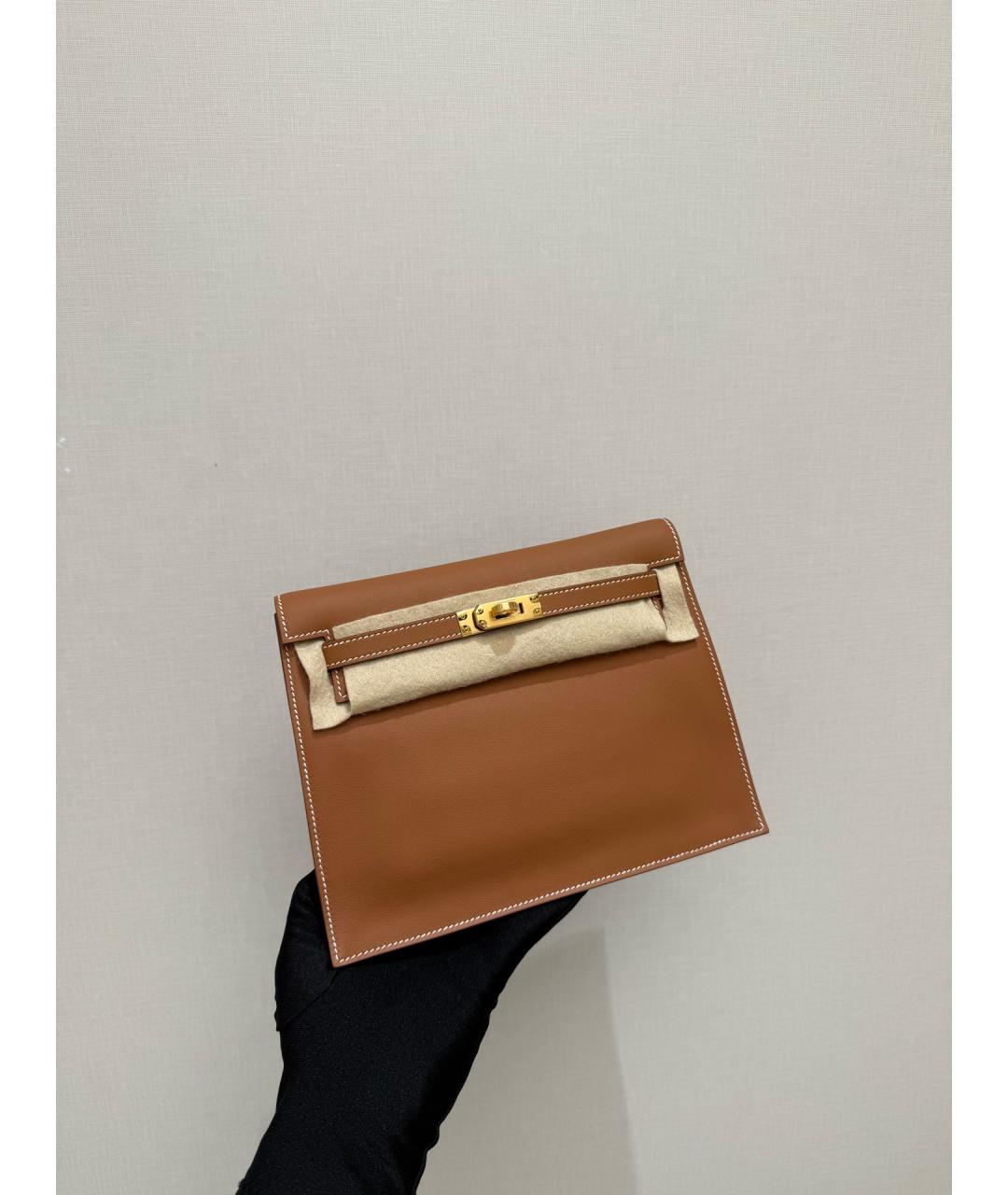 HERMES Коричневая кожаная сумка через плечо, фото 5