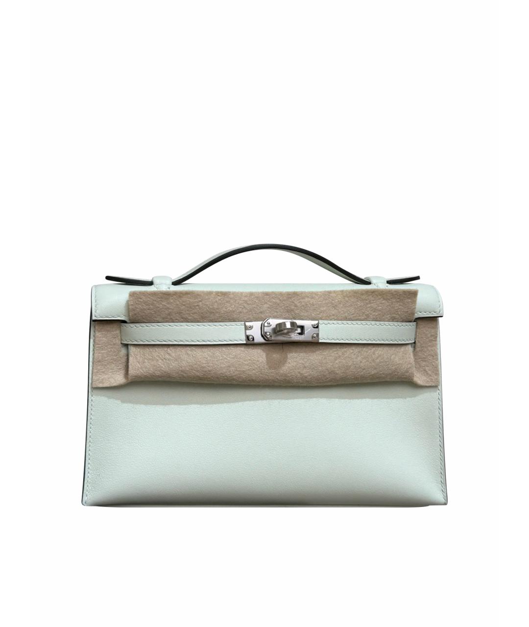 HERMES Зеленая кожаная сумка с короткими ручками, фото 1