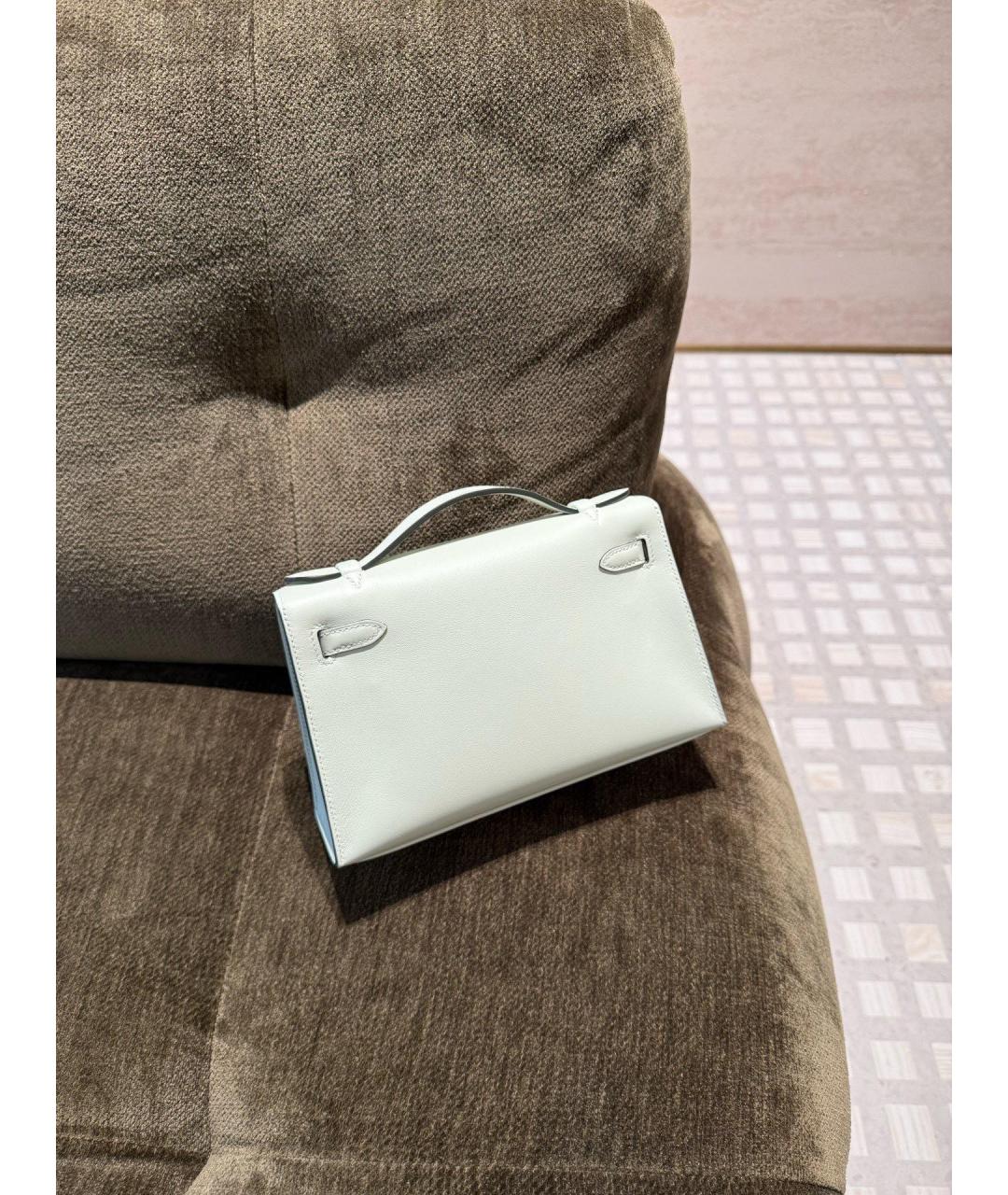 HERMES Зеленая кожаная сумка с короткими ручками, фото 3