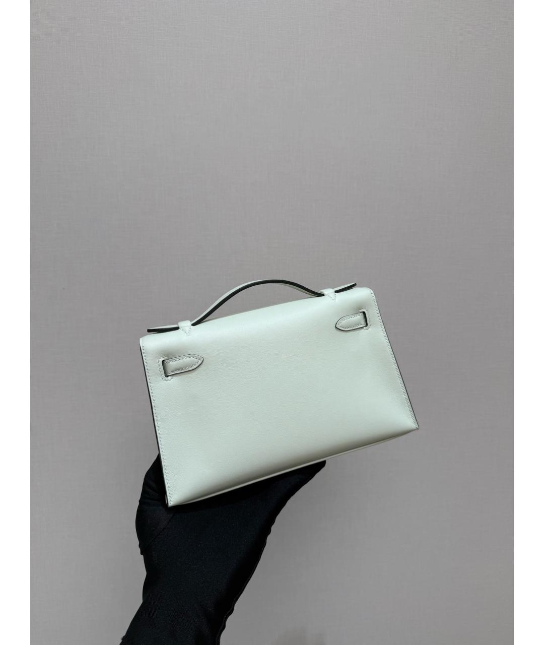 HERMES Зеленая кожаная сумка с короткими ручками, фото 4