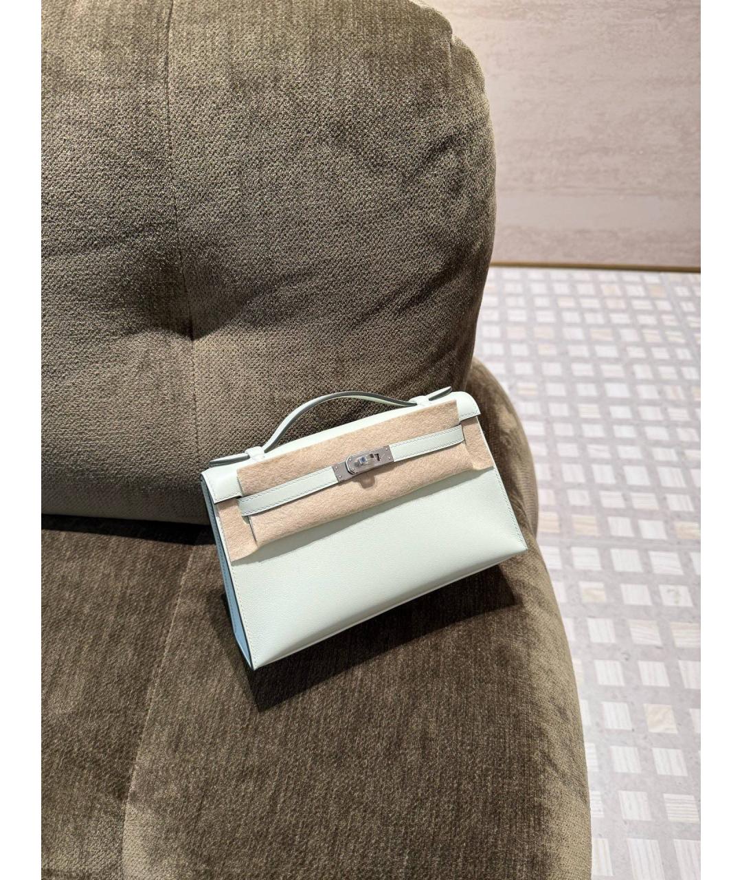 HERMES Зеленая кожаная сумка с короткими ручками, фото 2