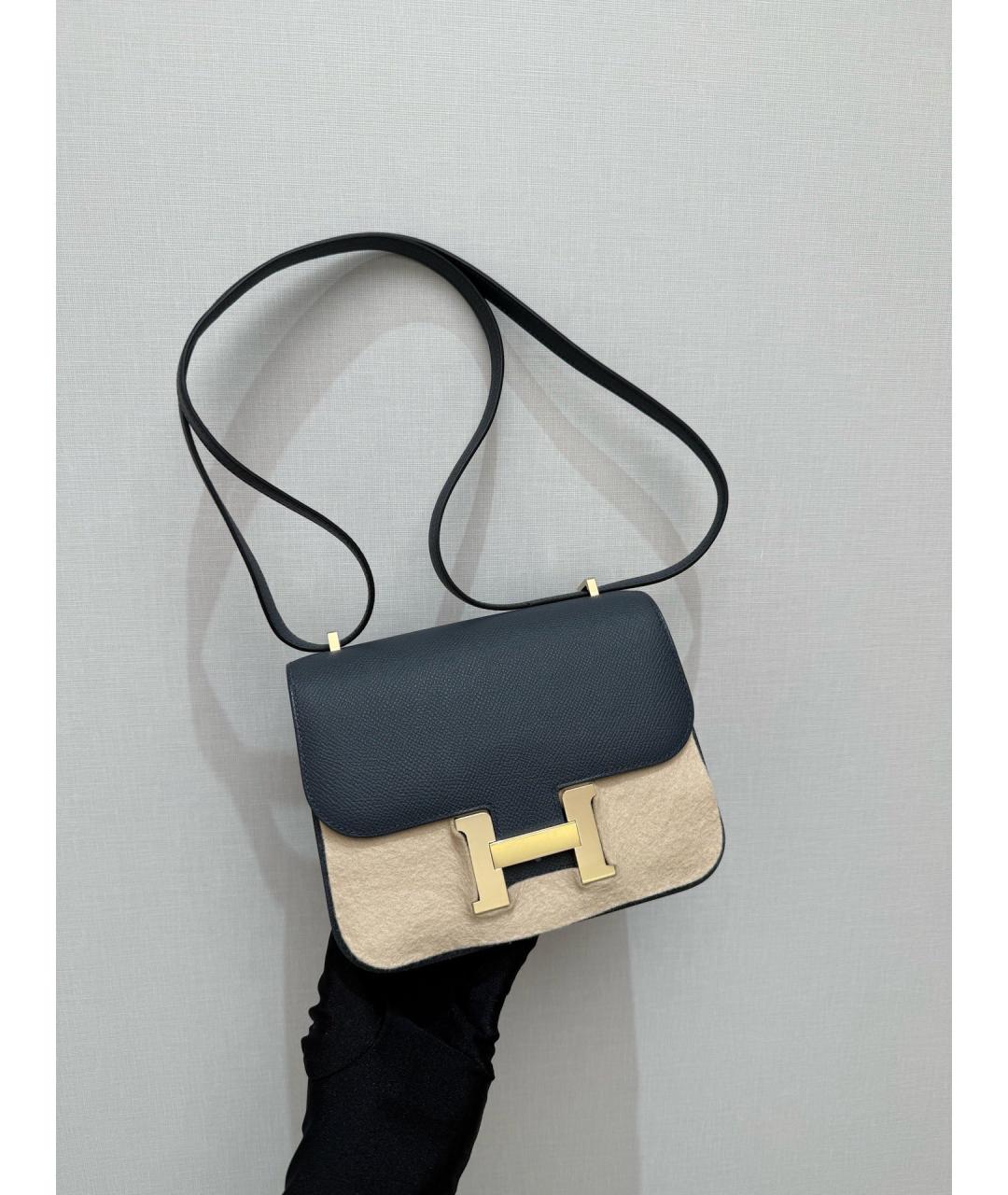 HERMES Серая кожаная сумка через плечо, фото 4