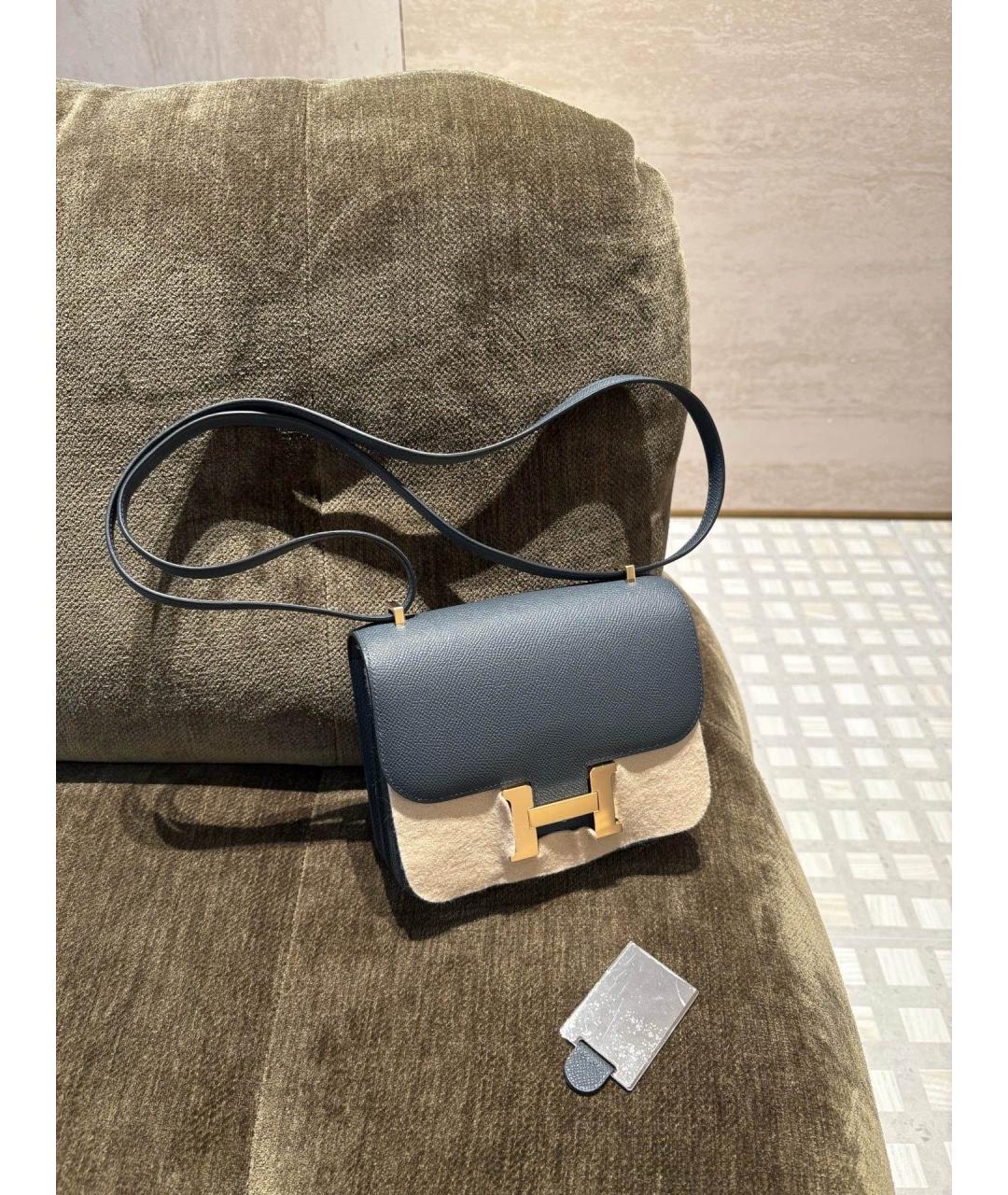 HERMES Серая кожаная сумка через плечо, фото 6