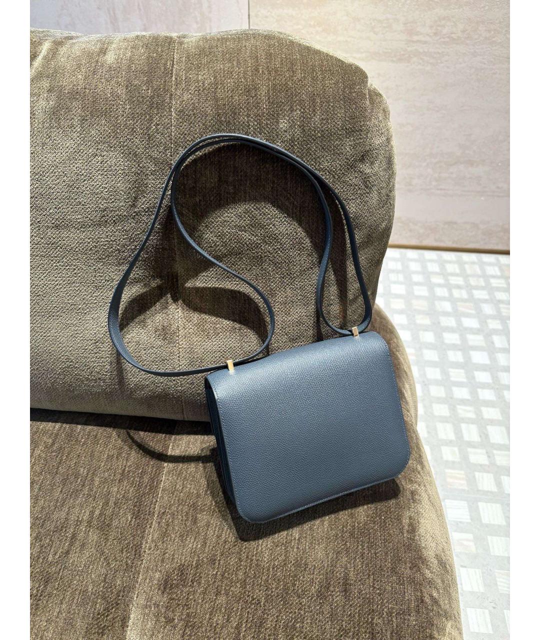HERMES Серая кожаная сумка через плечо, фото 3