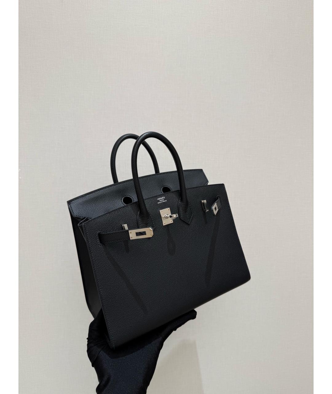 HERMES Черная кожаная сумка с короткими ручками, фото 5