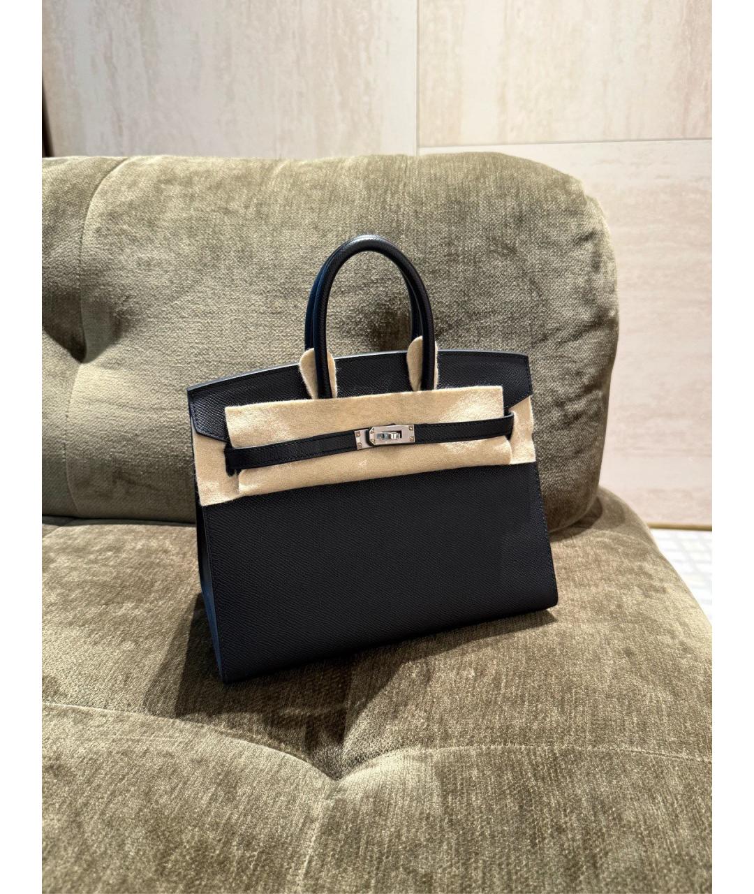 HERMES Черная кожаная сумка с короткими ручками, фото 8