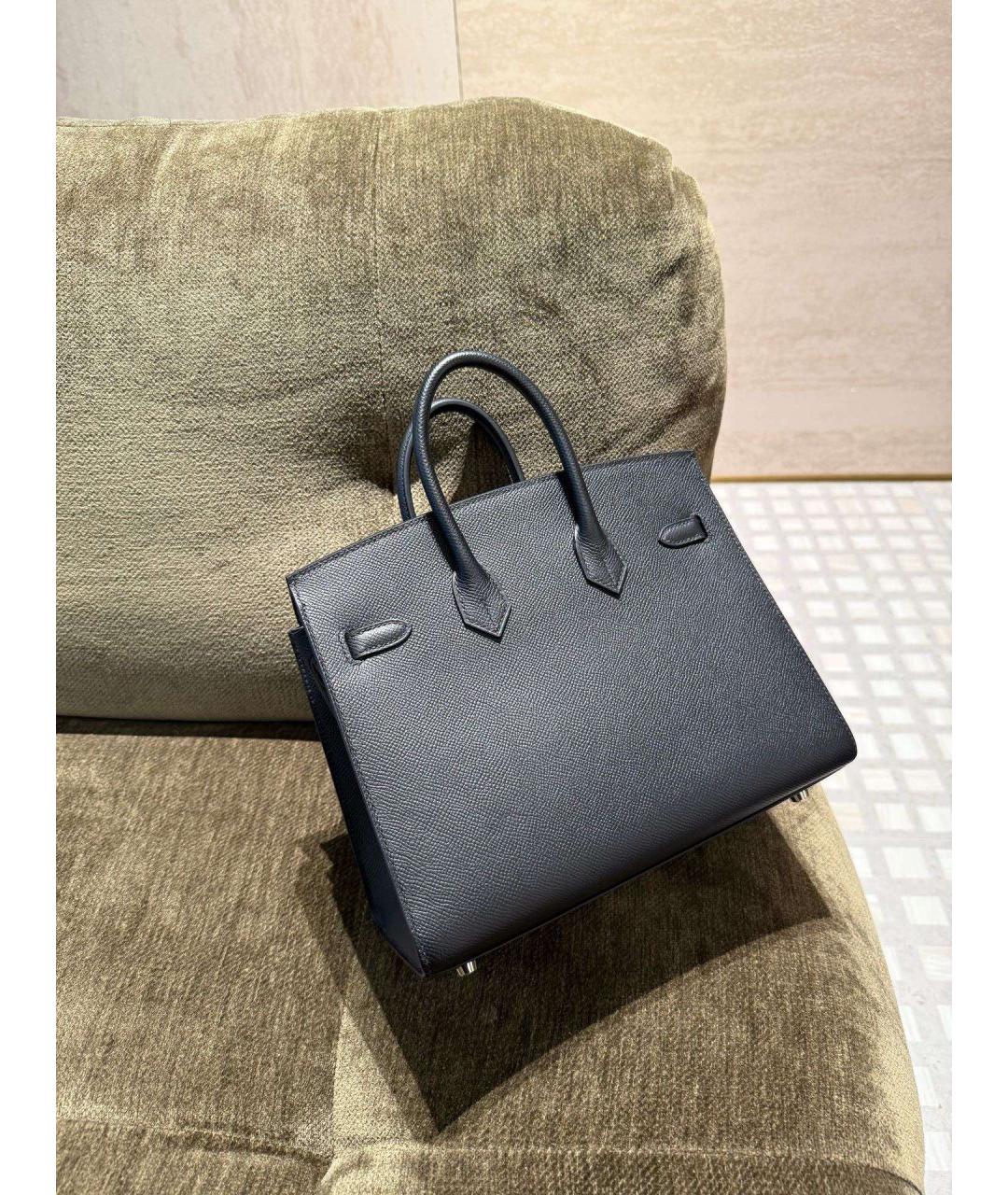 HERMES Черная кожаная сумка с короткими ручками, фото 4