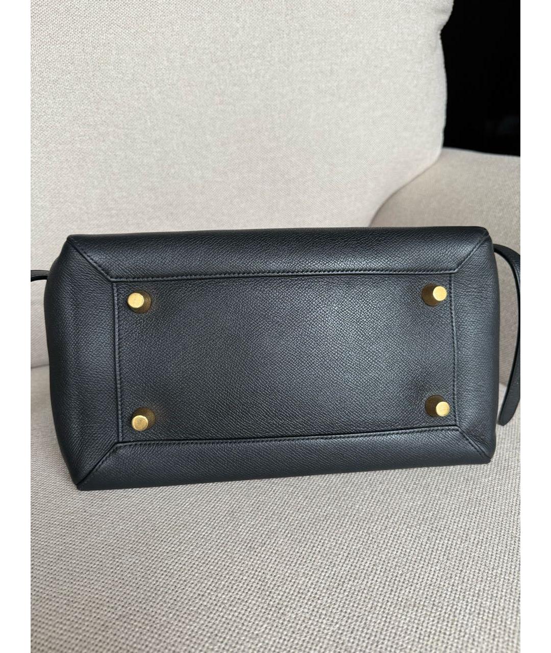 CELINE Черная кожаная сумка тоут, фото 6