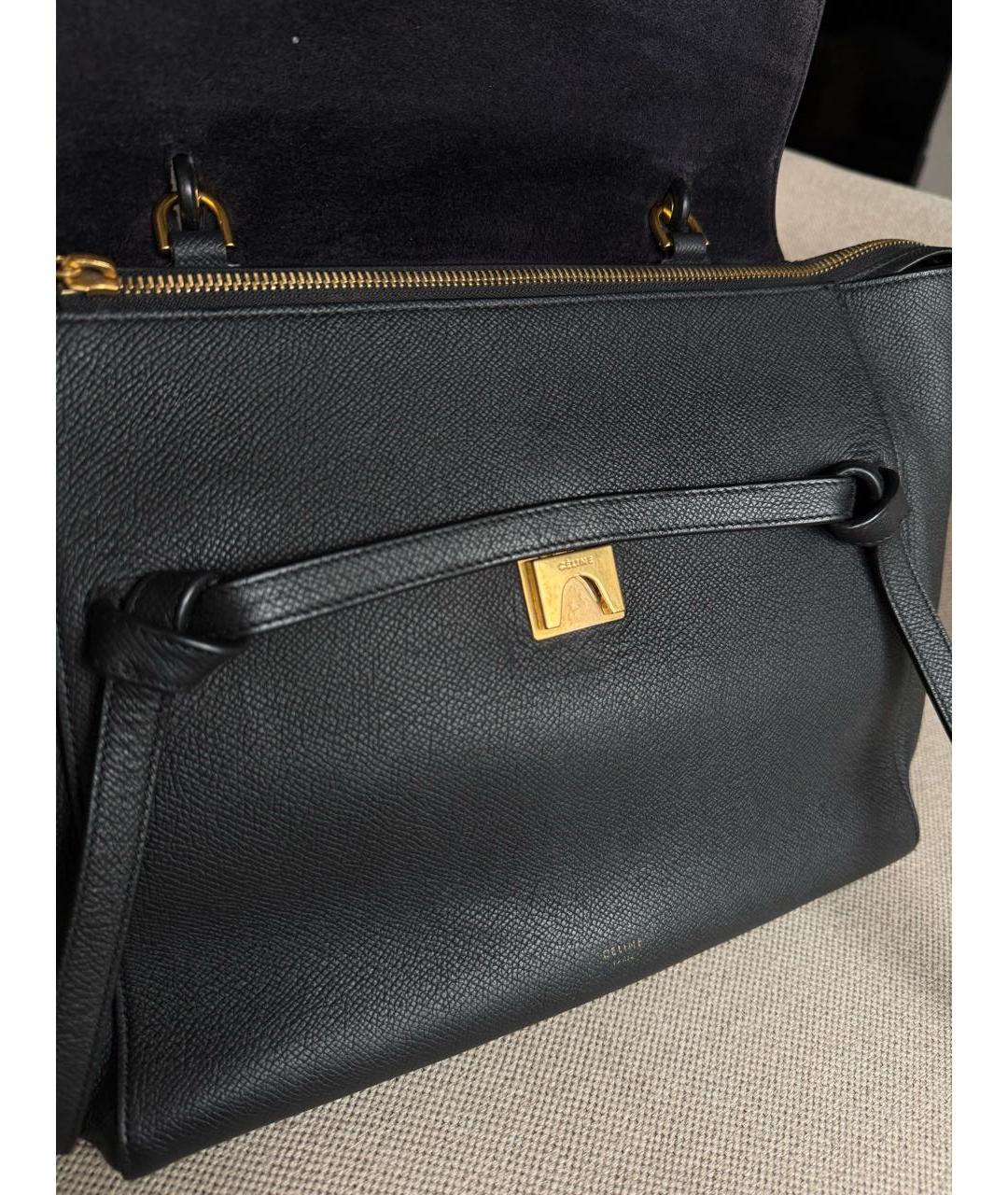 CELINE Черная кожаная сумка тоут, фото 7