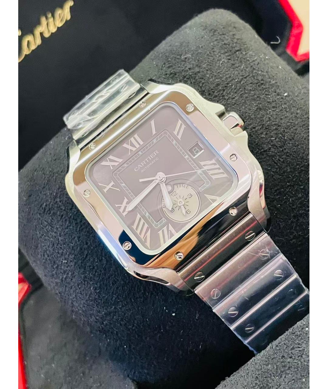 CARTIER Черные металлические часы, фото 2