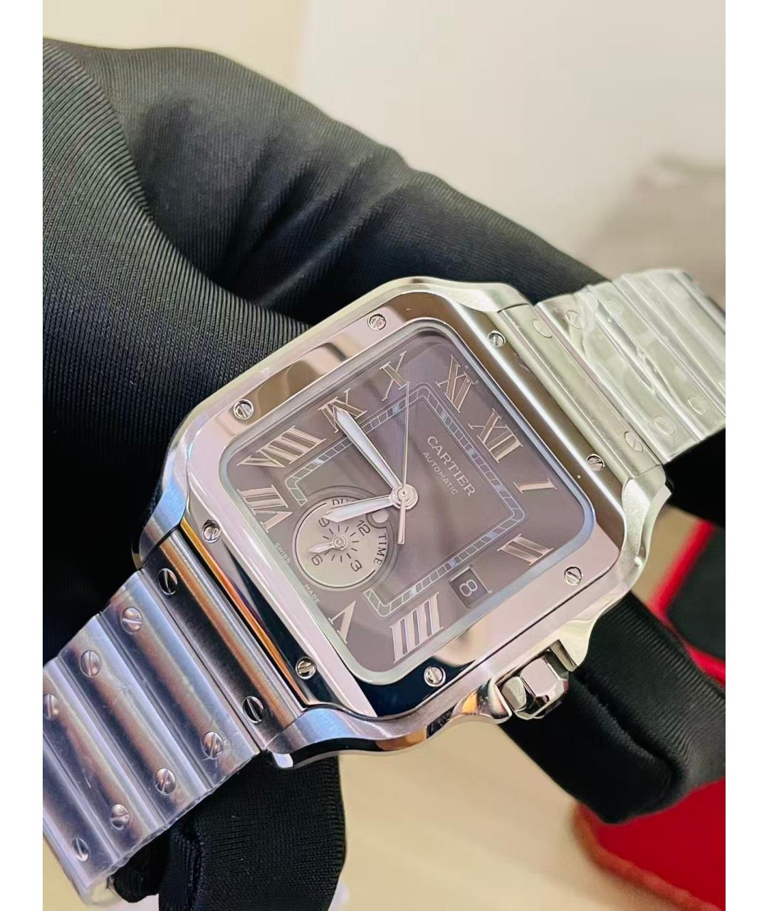 CARTIER Черные металлические часы, фото 5