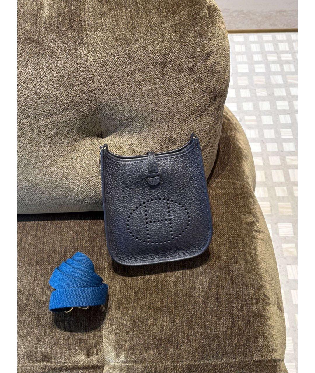 HERMES Темно-синяя кожаная сумка через плечо, фото 2