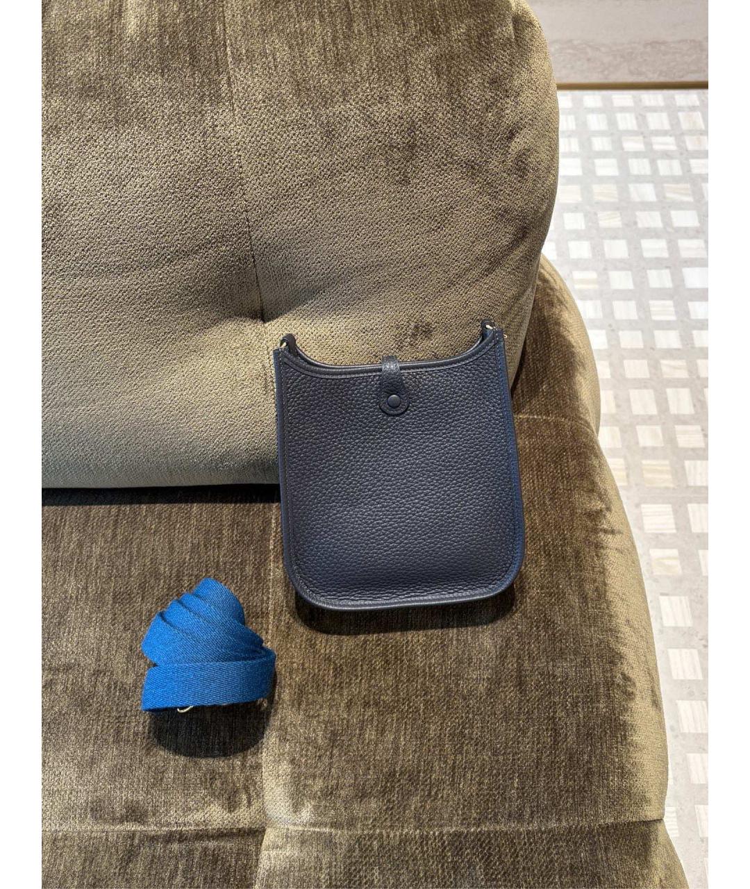 HERMES Темно-синяя кожаная сумка через плечо, фото 3