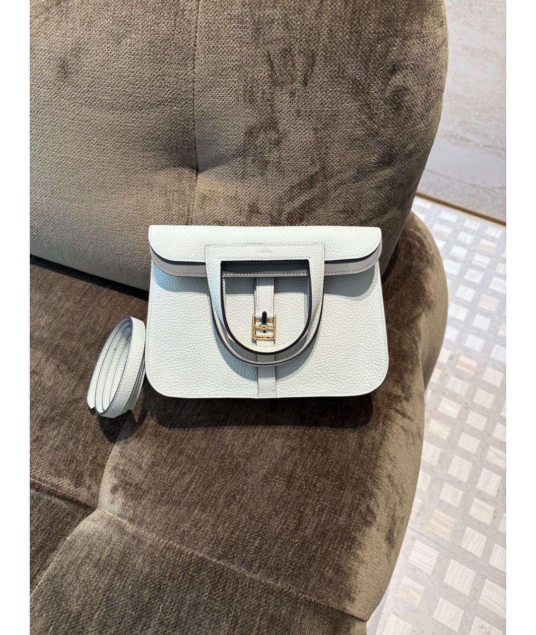 HERMES Серая кожаная сумка с короткими ручками, фото 2