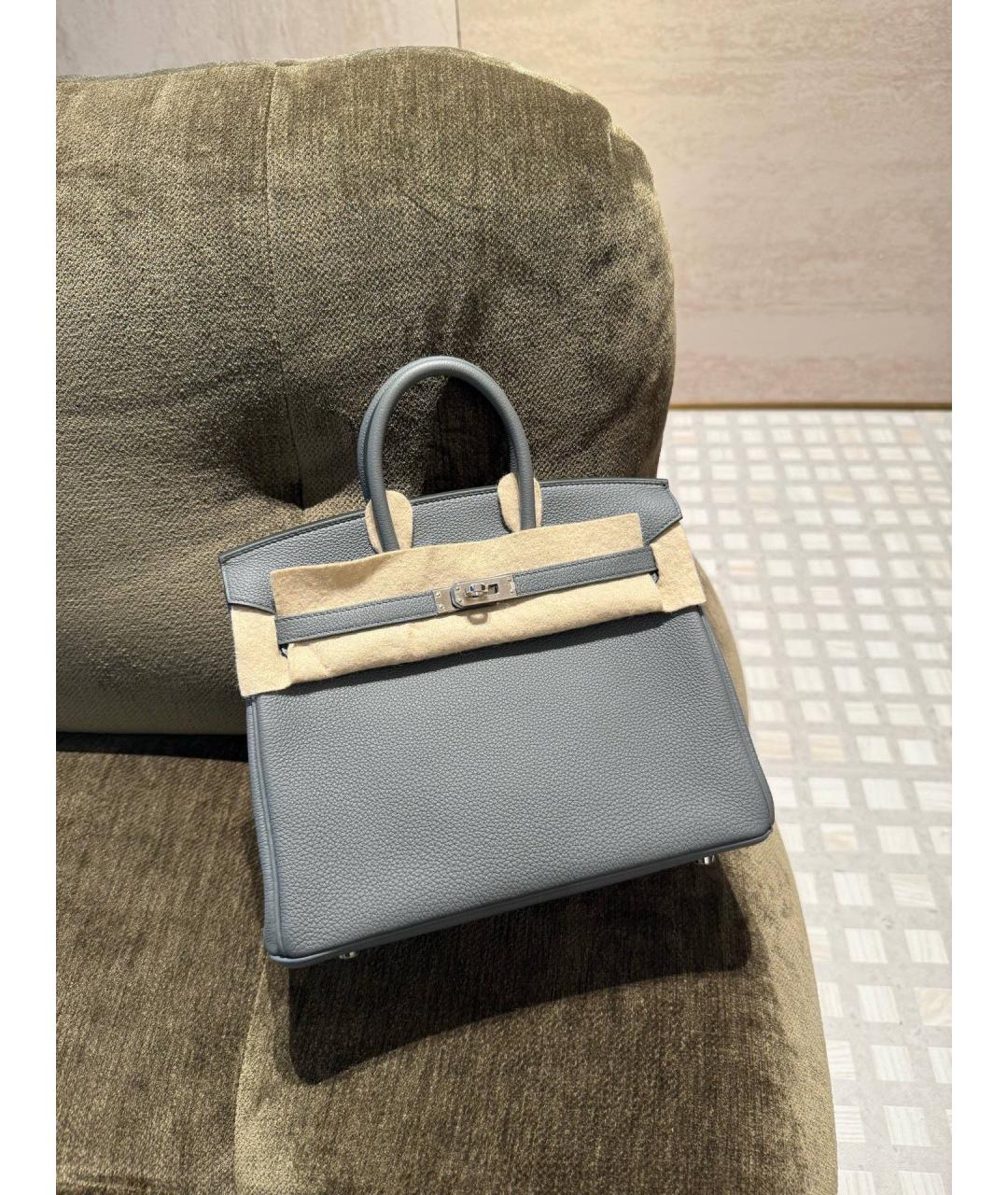 HERMES Серая кожаная сумка с короткими ручками, фото 2