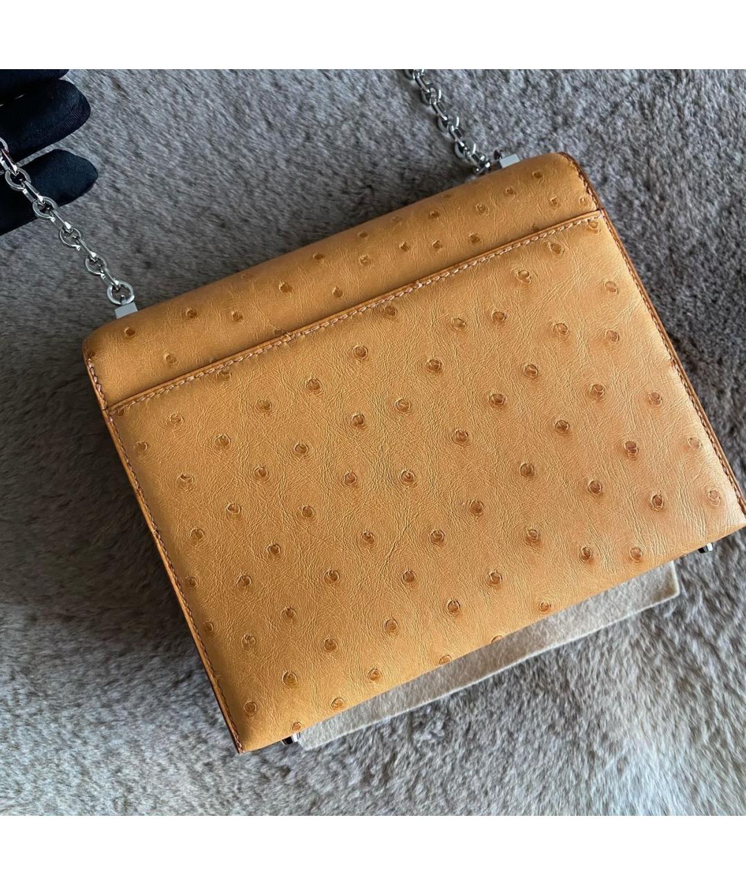 HERMES Желтая кожаная сумка через плечо, фото 6