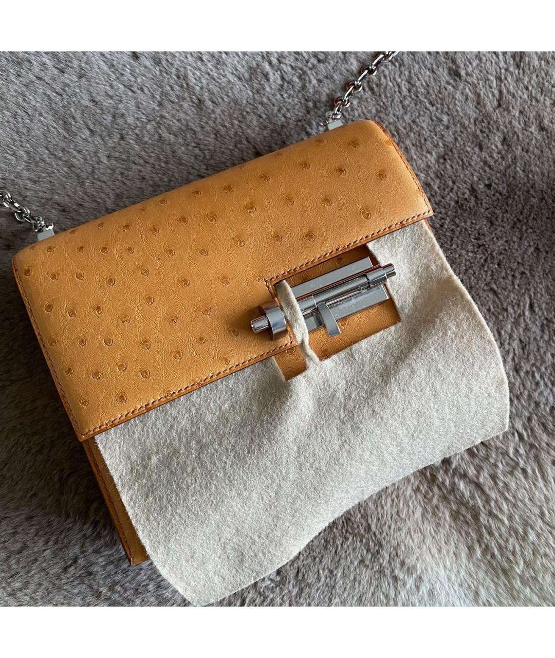 HERMES Желтая кожаная сумка через плечо, фото 5