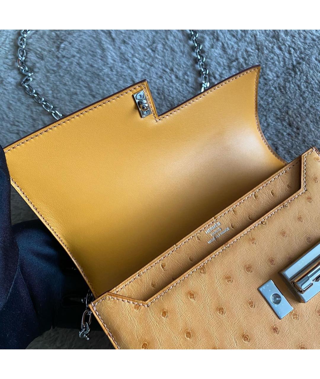 HERMES Желтая кожаная сумка через плечо, фото 4