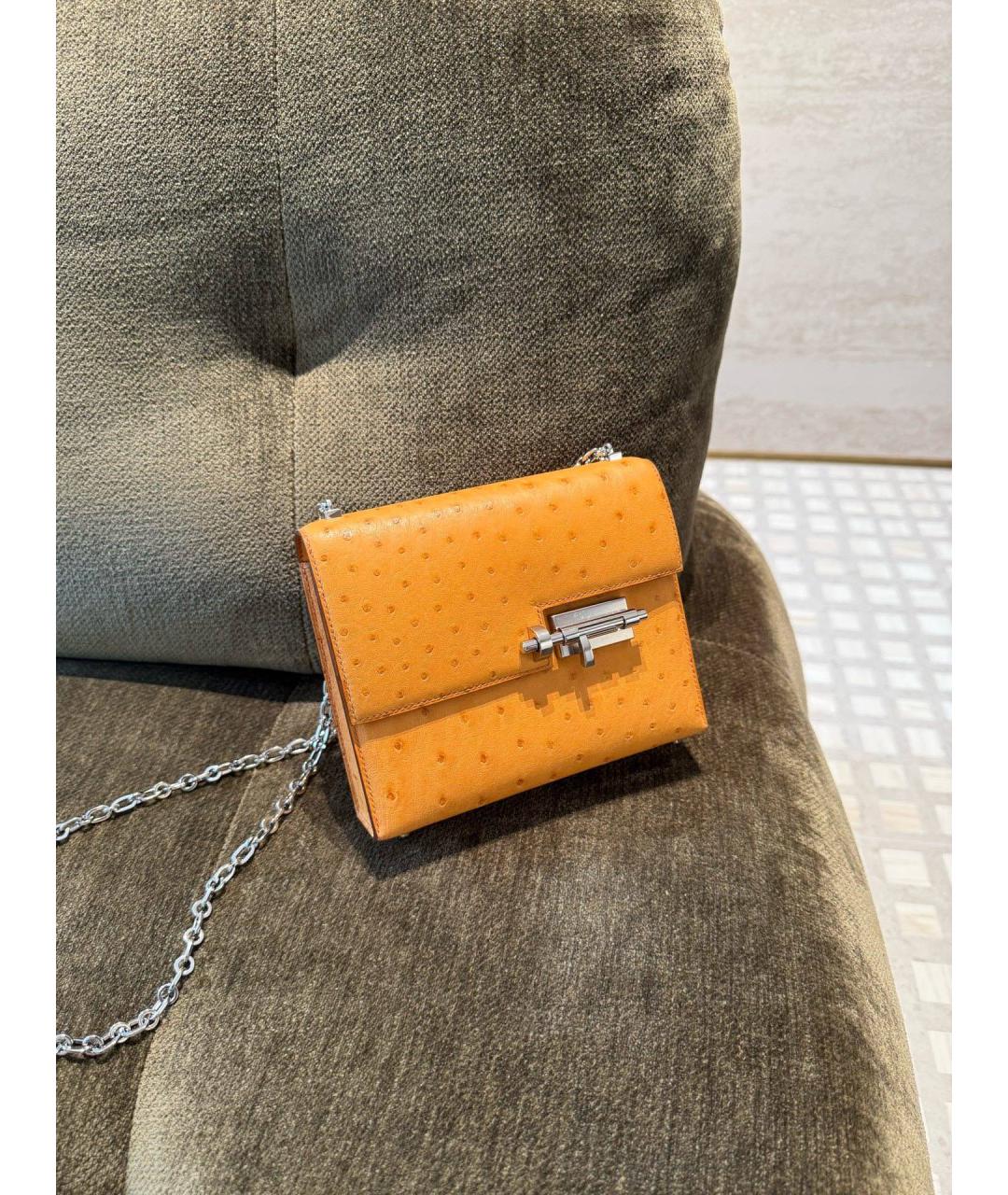 HERMES Желтая кожаная сумка через плечо, фото 2