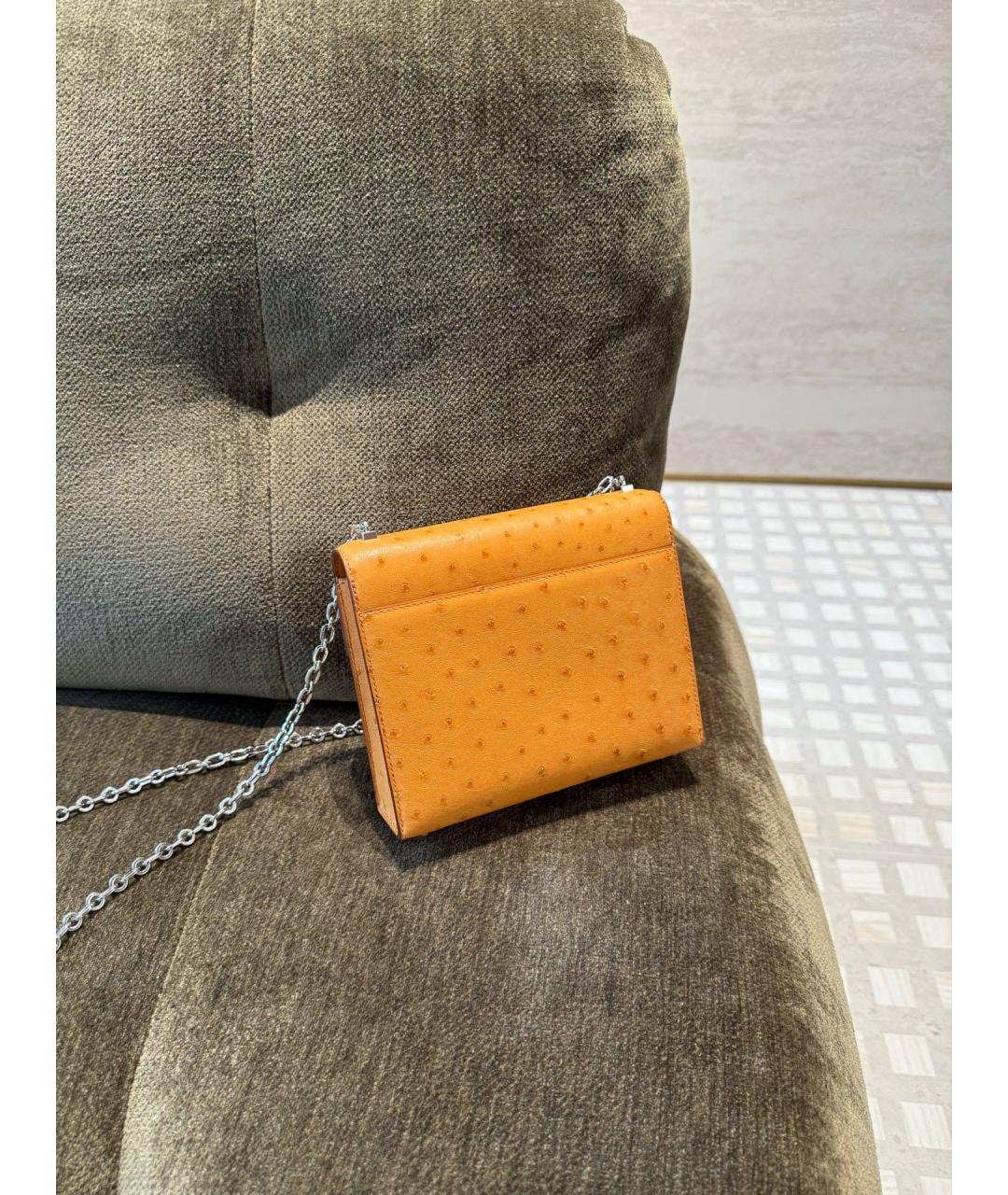 HERMES Желтая кожаная сумка через плечо, фото 3