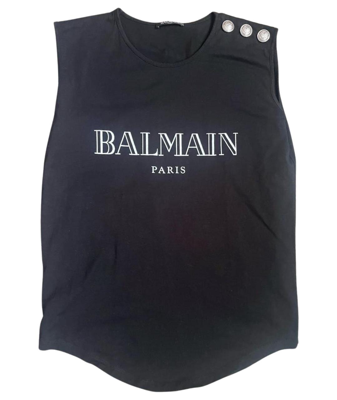 BALMAIN Черная хлопковая майка, фото 1