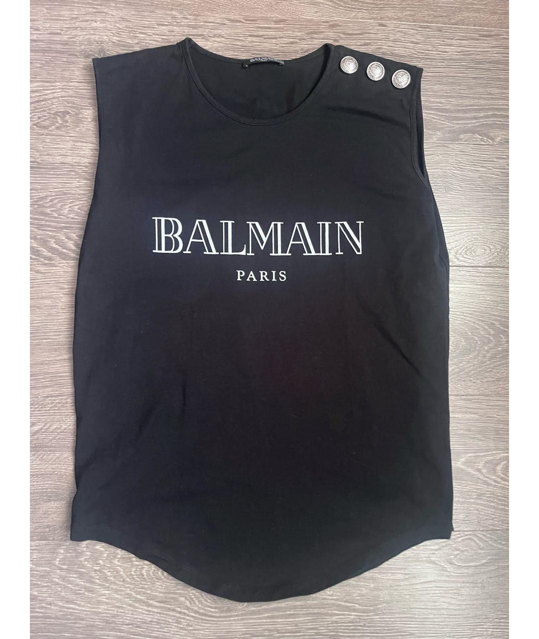 BALMAIN Черная хлопковая майка, фото 5