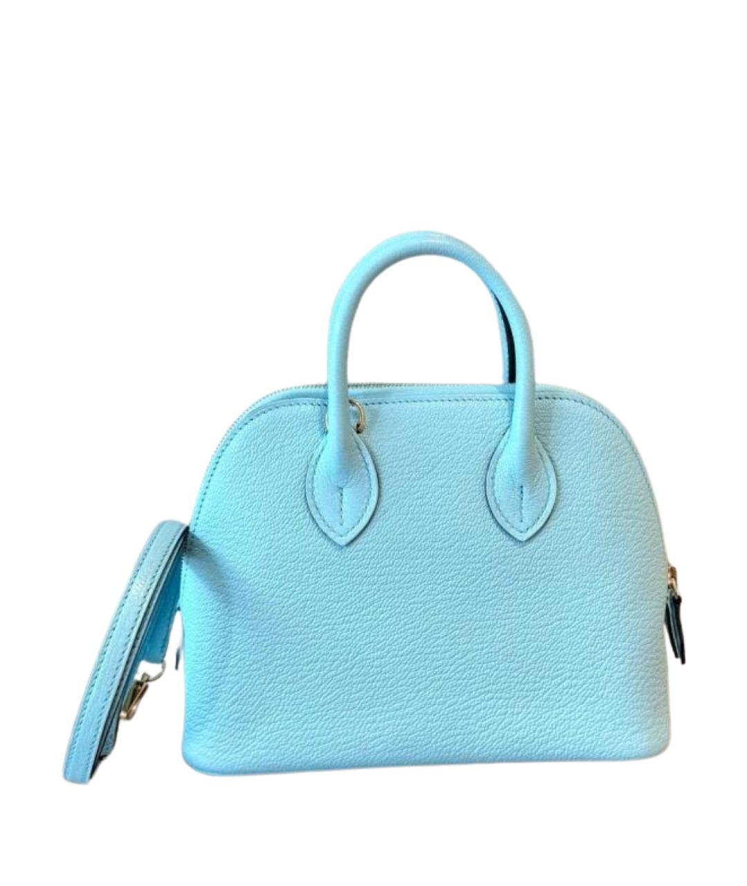 HERMES Голубая кожаная сумка с короткими ручками, фото 1