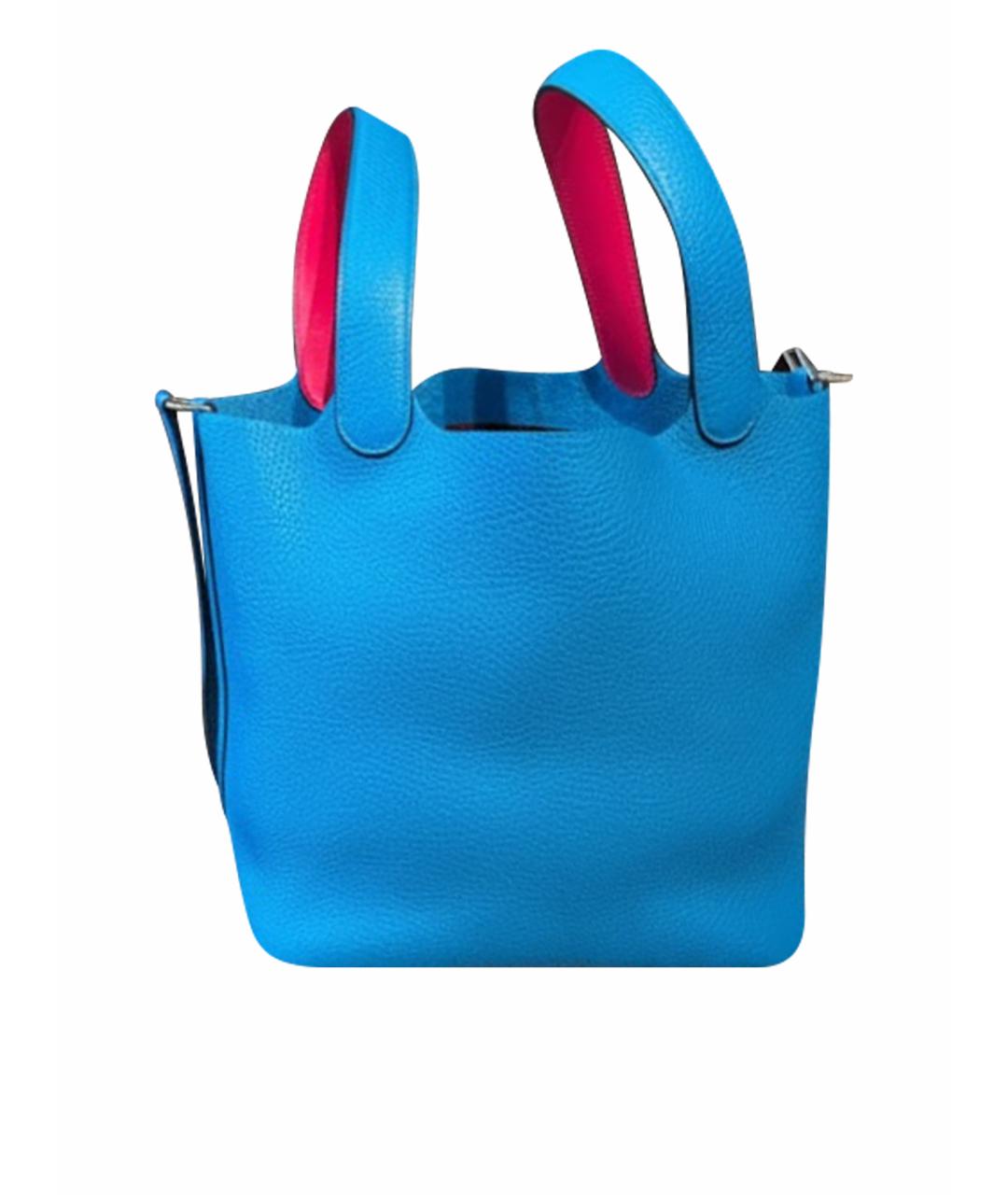 HERMES Синяя кожаная сумка с короткими ручками, фото 1