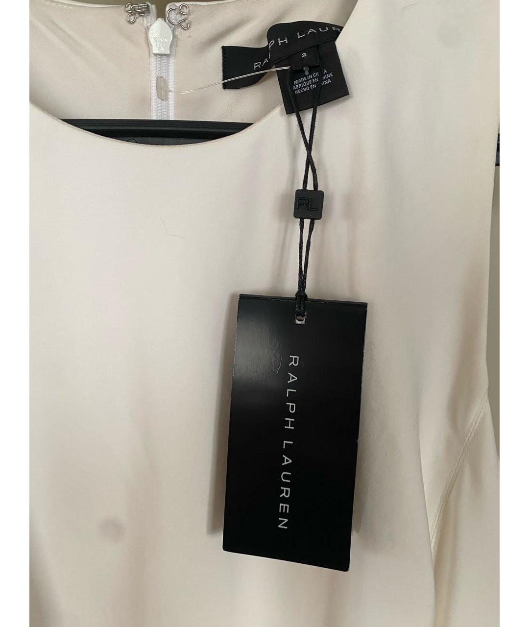 RALPH LAUREN Белое шелковое повседневное платье, фото 3